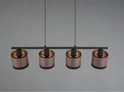 Reality Leuchten Balkenpendelleuchte DAVOS 4-flammig Mit Stoffschirmen In Taupe/Gold, B 75cm -Globo Store balkenpendelleuchte davos 4 flammig mit stoffschir 3