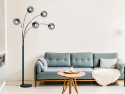 Trio Leuchten Bogenlampe BALINI Mit 5 Rauchglas Kugeln, Höhe: 180cm -Globo Store bogenlampe balini mit 5 rauchglas kugeln hoehe 180 4