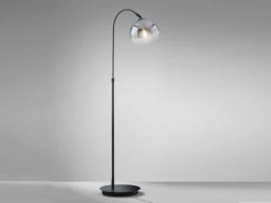 MeineWunschleuchte Bogenlampe Schwarz Mit Rauchglas & Deko LED - Höhenverstellbar 105-140cm -Globo Store bogenlampe schwarz mit rauchglas deko led hoehenve 2