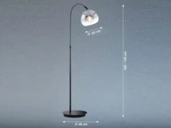 MeineWunschleuchte Bogenlampe Schwarz Mit Rauchglas & Deko LED - Höhenverstellbar 105-140cm -Globo Store bogenlampe schwarz mit rauchglas deko led hoehenve 3