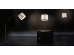 Trio Leuchten Bogenleuchte BURTON Mit Stoff Organza Transparent Schwarz Innen Weiß, 171cm -Globo Store bogenleuchte burton mit stoff organza transparent 1 5