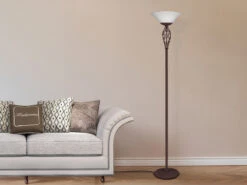 Trio Leuchten Deckenfluter RUSTICA Landhausstil Rostoptik Mit Glasschirm, Höhe 180cm