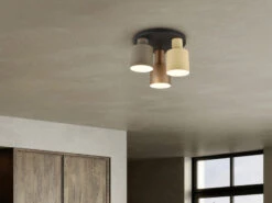 Trio Leuchten Deckenleuchte AGUDO Metall Lampenschirme Coffee Töne, Ø37cm -Globo Store deckenleuchte agudo metall lampenschirme coffee to 3