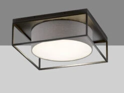 Fischer & Honsel Deckenleuchte CARRE Eckig 60x60cm Groß Mit Leinen Stoffschirm Grau -Globo Store deckenleuchte carre eckig 60x60cm gross mit leinen 2