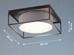 Fischer & Honsel Deckenleuchte CARRE Eckig 60x60cm Groß Mit Leinen Stoffschirm Grau -Globo Store deckenleuchte carre eckig 60x60cm gross mit leinen 3