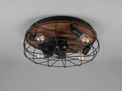 Reality Leuchten Deckenleuchte Mit Ventilator TRONDHEIM, Fernbedienung Schwarz/Holz Ø48cm -Globo Store deckenleuchte mit ventilator trondheim fernbedienu 4