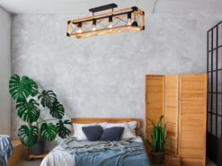 Trio Leuchten Deckenleuchte TENALI 4 Flammig Mit Holzbalken Metall Schwarz 100cm Lang 9 Trio Leuchten Deckenleuchte TENALI 4 Flammig Mit Holzbalken Metall Schwarz 100cm Lang -Globo Store deckenleuchte tenali 4 flammig mit holzbalken meta 3