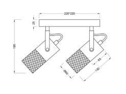 MeineWunschleuchte LED Deckenstrahler 4-flammig Mit Holz Weiß Und Drahtgeflecht, 22 X 22cm -Globo Store deckenstrahler 4 flammig zeichnung mit massangaben