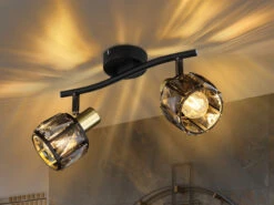 Globo Deckenstrahler INDIANA 2-flammig Mit Glaskristallen Schwarz Gold, Breite 28cm -Globo Store deckenstrahler indiana 2 flammig mit glaskristalle 4