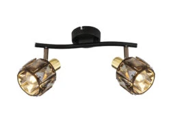 Globo Deckenstrahler INDIANA 2-flammig Mit Glaskristallen Schwarz Gold, Breite 28cm -Globo Store deckenstrahler indiana 2 flammig mit glaskristalle 7
