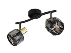 Globo Deckenstrahler INDIANA 2-flammig Mit Glaskristallen Schwarz Gold, Breite 28cm -Globo Store deckenstrahler indiana 2 flammig mit glaskristalle 8