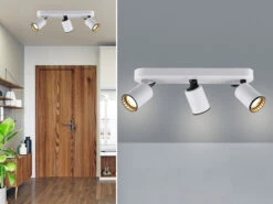 Trio Leuchten Deckenstrahler PAGO Metallschirm Weiß - 3 Spots Schwenkbar - 41cm