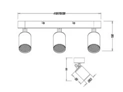Trio Leuchten Deckenstrahler PAGO Metallschirm Weiß - 3 Spots Schwenkbar - 41cm -Globo Store deckenstrahler pago metallschirm weiss 3 spots sch 5