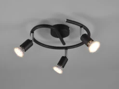 Reality Leuchten Deckenstrahler PARIS Rondell 3 Flammig Schwarz, Ø 26cm
