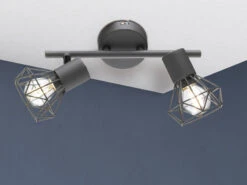 Fischer & Honsel Deckenstrahler RAN Grau 2flammig, Gitterlampe Schwenkbar, Länge 25cm -Globo Store deckenstrahler ran grau 2flammig gitterlampe schwe 2