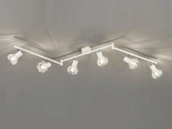 Fischer & Honsel Deckenstrahler RAN Weiß 6flammig, Gitterlampe Schwenkbar, 145cm Lang