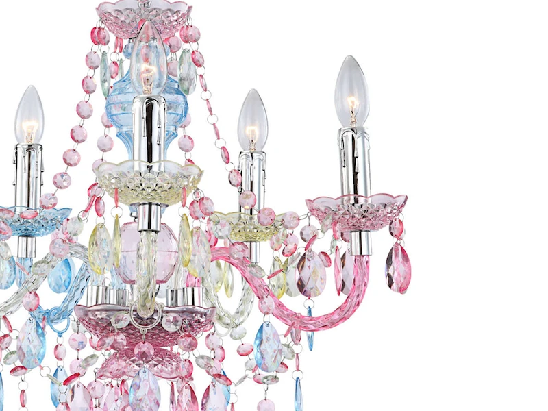 Globo Deko Kronleuchter NEVADA Mit Fünf E14 Kerzenhülsen Und Bunten Acrylkristallen 2 Globo Deko Kronleuchter NEVADA Mit Fünf E14 Kerzenhülsen Und Bunten Acrylkristallen – Bild 2