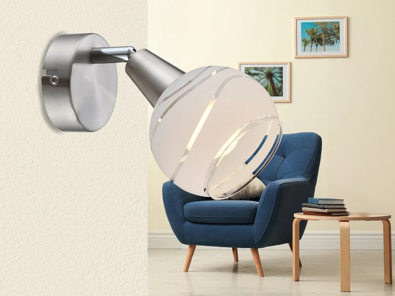 Globo Dekorative LED Wandleuchte ELLIOTT Mit Glasschirm Satiniert, Spot Schwenkbar 1 Globo Dekorative LED Wandleuchte ELLIOTT Mit Glasschirm Satiniert, Spot Schwenkbar