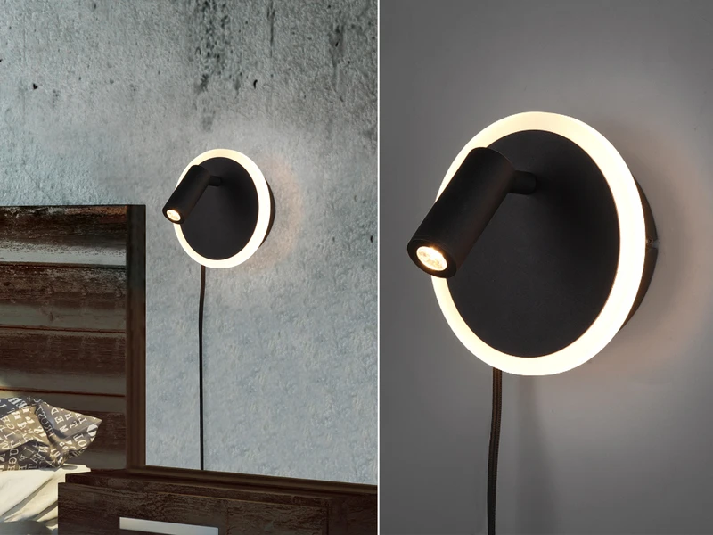 Trio Leuchten Design LED Wandleuchte JORDAN In Schwarz Matt Wandstrahler Leselampe 1 Trio Leuchten Design LED Wandleuchte JORDAN In Schwarz Matt Wandstrahler Leselampe