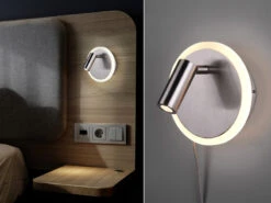 Trio Leuchten Design LED Wandleuchte JORDAN In Silber Matt Mit Leselampe & Stecker