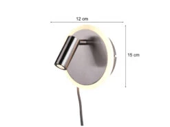 Trio Leuchten Design LED Wandleuchte JORDAN In Silber Matt Mit Leselampe & Stecker -Globo Store design led wandleuchte jordan in silber matt mit l 3