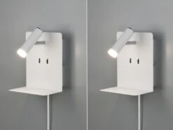 Trio Leuchten Design LED Wandleuchten 2er Set In Weiß Matt Mit USB Ladebuchse Und Ablage -Globo Store design led wandleuchten 2er set in weiss matt mit 1 2