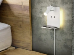 Trio Leuchten Design LED Wandleuchten 2er Set In Weiß Matt Mit USB Ladebuchse Und Ablage -Globo Store design led wandleuchten 2er set in weiss matt mit 1 4