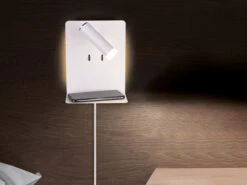 Trio Leuchten Design LED Wandleuchten 2er Set In Weiß Matt Mit USB Ladebuchse Und Ablage -Globo Store design led wandleuchten 2er set in weiss matt mit 1 5