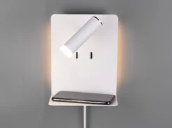 Trio Leuchten Design LED Wandleuchten 2er Set In Weiß Matt Mit USB Ladebuchse Und Ablage -Globo Store design led wandleuchten 2er set in weiss matt mit 1 8