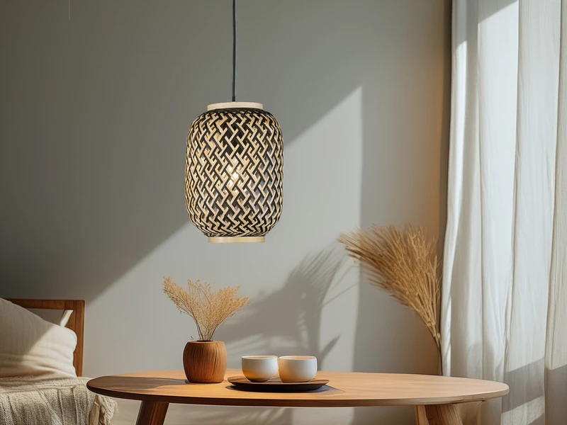 Fischer & Honsel Design Pendelleuchte HUMMEL Einflammig Mit Bambus Korbgeflecht Lampenschirm 1 Fischer & Honsel Design Pendelleuchte HUMMEL Einflammig Mit Bambus Korbgeflecht Lampenschirm