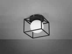 Reality Leuchten Design Wandleuchte GABBIA 14,5x14,5cm Metall Schwarz, Glaskugel Weiß -Globo Store design wandleuchte gabbia 145x145cm metall schwarz 4