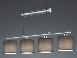 Trio Leuchten Pendelleuchte GARDA 4 Flammig Mit Stoffschirm Grau - Höhenverstellbar 77cm Lang -Globo Store detailbild