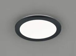 Reality Leuchten Dimmbare LED Deckenleuchte CAMILLUS Flache Badezimmerlampe Ø26cm Schwarz IP44