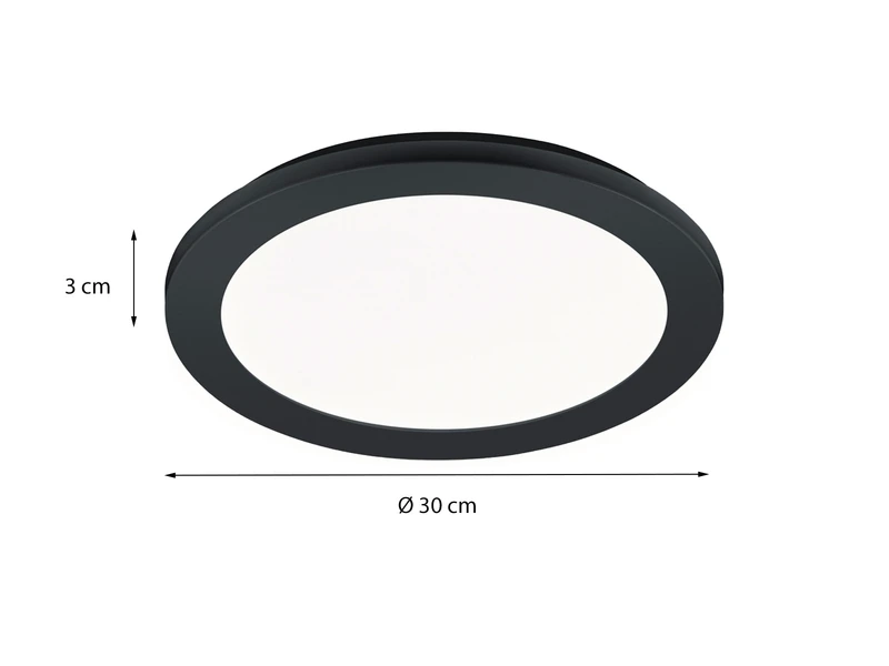 Reality Leuchten Dimmbare LED Deckenleuchte CAMILLUS Flache Badezimmerlampe Ø26cm Schwarz IP44 3 Reality Leuchten Dimmbare LED Deckenleuchte CAMILLUS Flache Badezimmerlampe Ø26cm Schwarz IP44 – Bild 3