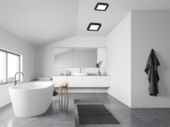 Reality Leuchten Dimmbare LED Deckenleuchte CAMILLUS Flache Badezimmerlampe 17x17cm Schwarz IP44 -Globo Store dimmbare led deckenleuchte camillus flache badezim 44