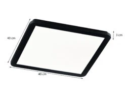 Reality Leuchten Dimmbare LED Deckenleuchte CAMILLUS Flache Badezimmerlampe 40x40cm Schwarz IP44 -Globo Store dimmbare led deckenleuchte camillus flache badezim 48