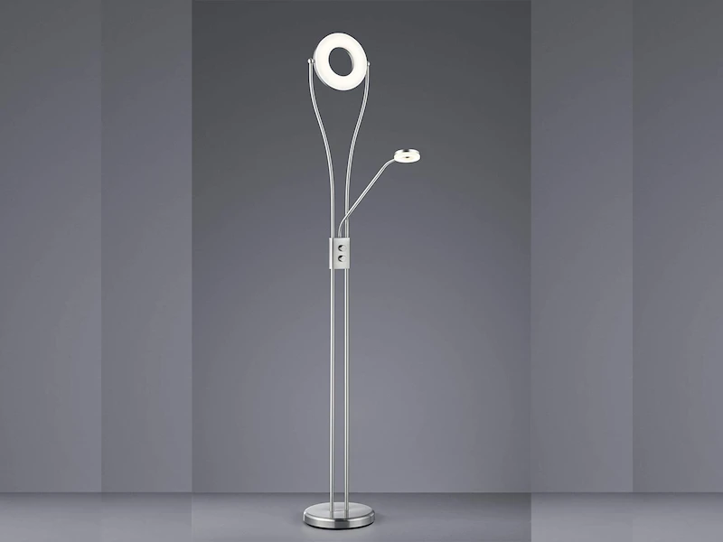 Reality Leuchten Dimmbarer LED Deckenfluter RENNES Mit Flex Leselicht Metall In Silber Matt 1 Reality Leuchten Dimmbarer LED Deckenfluter RENNES Mit Flex Leselicht Metall In Silber Matt