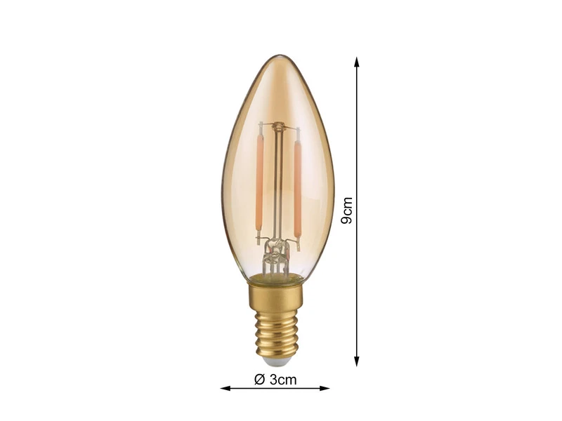 Trio Leuchten E14 Filament LED, 2 Watt, 225 Lumen Warmweiß, Ø3cm, Nicht Dimmbar 2 Trio Leuchten E14 Filament LED, 2 Watt, 225 Lumen Warmweiß, Ø3cm, Nicht Dimmbar – Bild 2