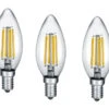 Trio Leuchten E14 Filament LED 3 Stk. - 2 Watt, 250 Lumen Warmweiß, Ø3cm - Nicht Dimmbar