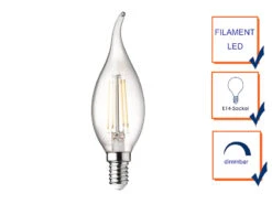 Wofi E14 Filament LED - 3 Watt, 320 Lumen, Warmweiß, Ø 3,5cm- Extern Dimmbar 10 Wofi E14 Filament LED - 3 Watt, 320 Lumen, Warmweiß, Ø 3,5cm- Extern Dimmbar -Globo Store e14 filament led 3 watt 320 lumen warmweiss 35cm e 4