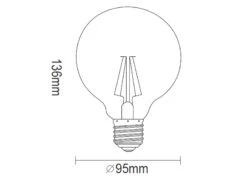 Trio Leuchten E27 Filament LED - 6 Watt, 660 Lumen, 2700 K Warmweiß, Ø9,5cm - Nicht Dimmbar -Globo Store e27 filament led 6 watt 660 lumen 2700 k warmweiss 2