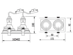 Trio Leuchten Eckiger 2-flammiger Deckeneinbaustrahler KENAI Weiß, Schwenkbar 17,2 X 9,2cm -Globo Store eckiger 2 flammiger deckeneinbaustrahler kenai wei 6