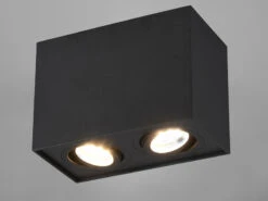 Trio Leuchten Eckiger Deckenstrahler BISCUIT Mit Zwei Schwenkbaren GU10 Spots, Schwarz Matt