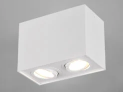 Trio Leuchten Eckiger Deckenstrahler BISCUIT Mit Zwei Schwenkbaren GU10 Spots, Weiß Matt