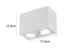 Trio Leuchten Eckiger Deckenstrahler BISCUIT Mit Zwei Schwenkbaren GU10 Spots, Weiß Matt -Globo Store eckiger deckenstrahler biscuit mit zwei schwenkbar 9