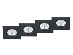 Trio Leuchten Eckiger LED Deckeneinbaustrahler 4er Set Dimmbar In Schwarz Matt, IP65 -Globo Store eckiger led deckeneinbaustrahler 4er set dimmbar i 1