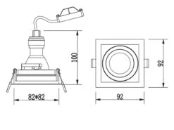Trio Leuchten Eckiger LED Deckeneinbaustrahler Weiß Matt, Schwenkbar 9,2 X 9,2cm -Globo Store eckiger led deckeneinbaustrahler weiss matt schwen 6
