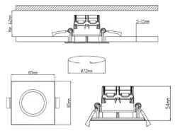 Trio Leuchten Eckiger LED Deckeneinbaustrahler ZAGROS Dimmbar In Silber Chrom, IP65 -Globo Store eckiger led deckeneinbaustrahler zagros dimmbar in 20