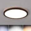 Reality Leuchten Flache LED Deckenleuchte AUREO Schwarz, Dimmbar, RGB Farbwechsler - Ø29cm
