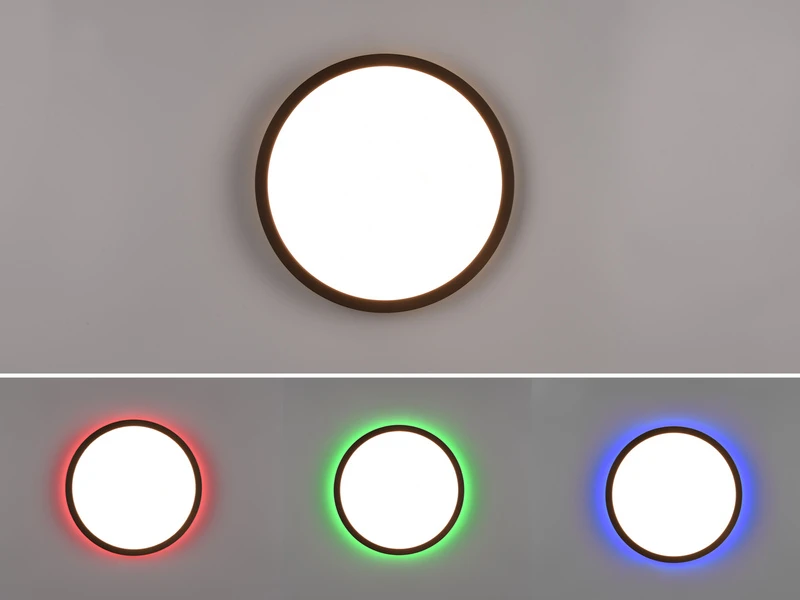 Reality Leuchten Flache LED Deckenleuchte AUREO Schwarz, Dimmbar, RGB Farbwechsler - Ø29cm 9 Reality Leuchten Flache LED Deckenleuchte AUREO Schwarz, Dimmbar, RGB Farbwechsler - Ø29cm – Bild 9